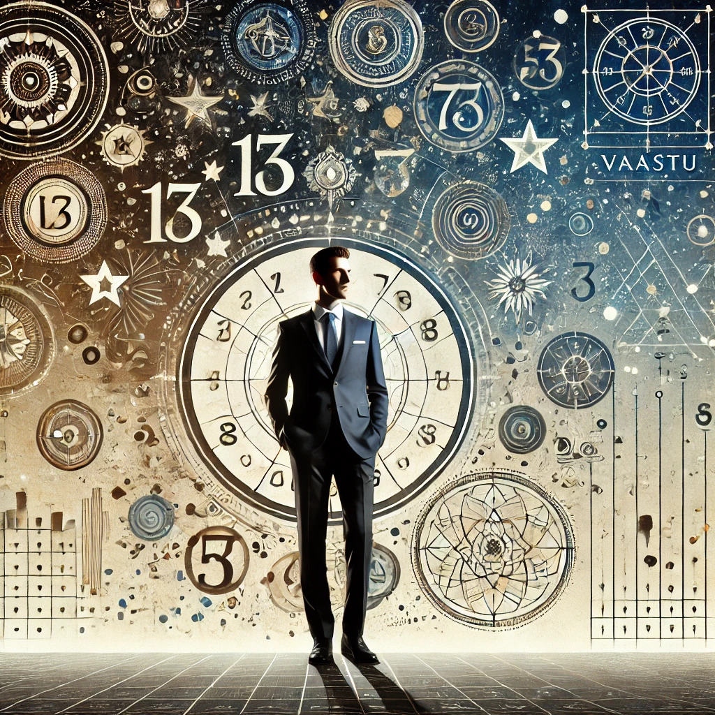 A mystical digital illustration showcasing how a name influences destiny through numerology, featuring a glowing name surrounded by vibrant numbers (1-9) radiating energy, with a cosmic background of blue, purple, and gold hues.